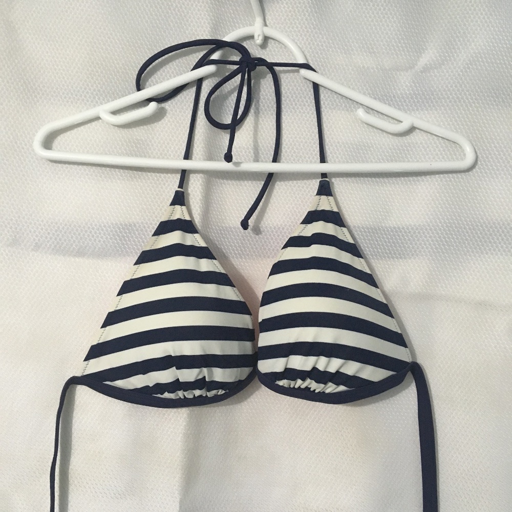 Victoria Secret Pink Blue and White Stripped Bikini Size Large